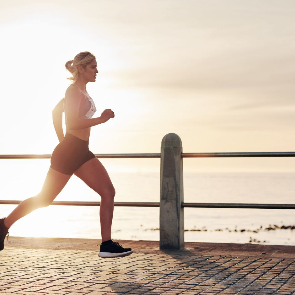 woman running on walkway